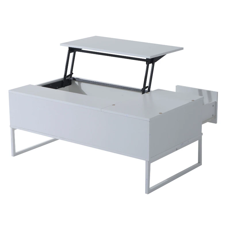 HomCom 43" Modern Lift Top Coffee Table with Hidden Storage - Matte White