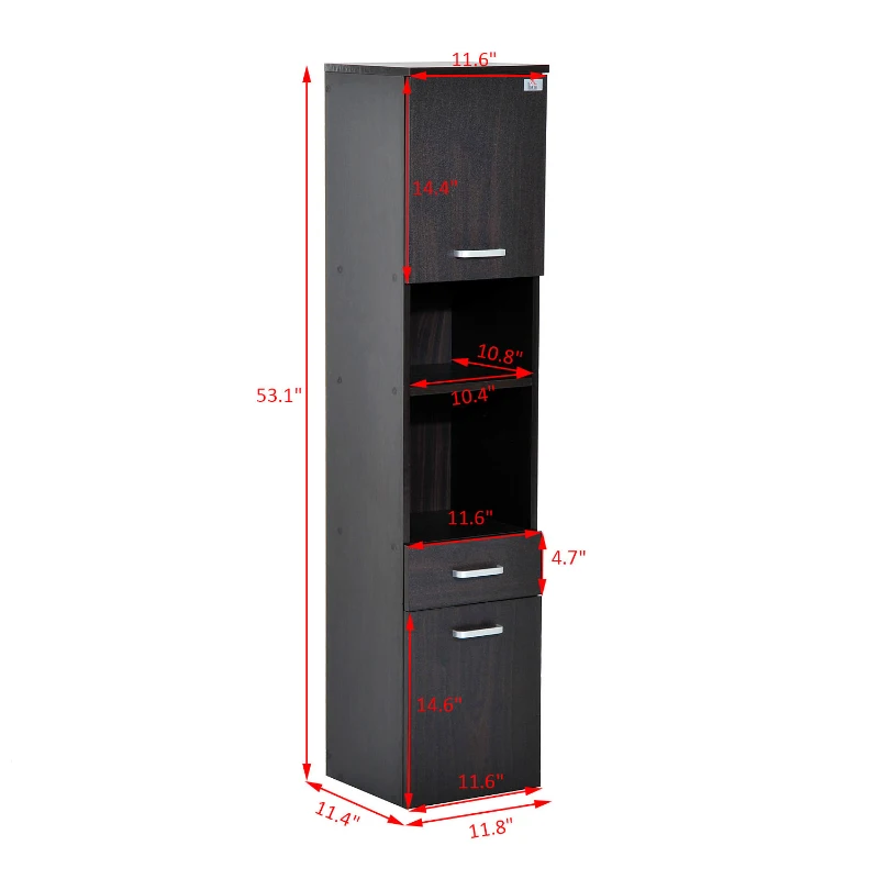 HomCom 53" Modern Wall Mounted Storage Cabinet Cupboard - Dark Coffee Woodgrain