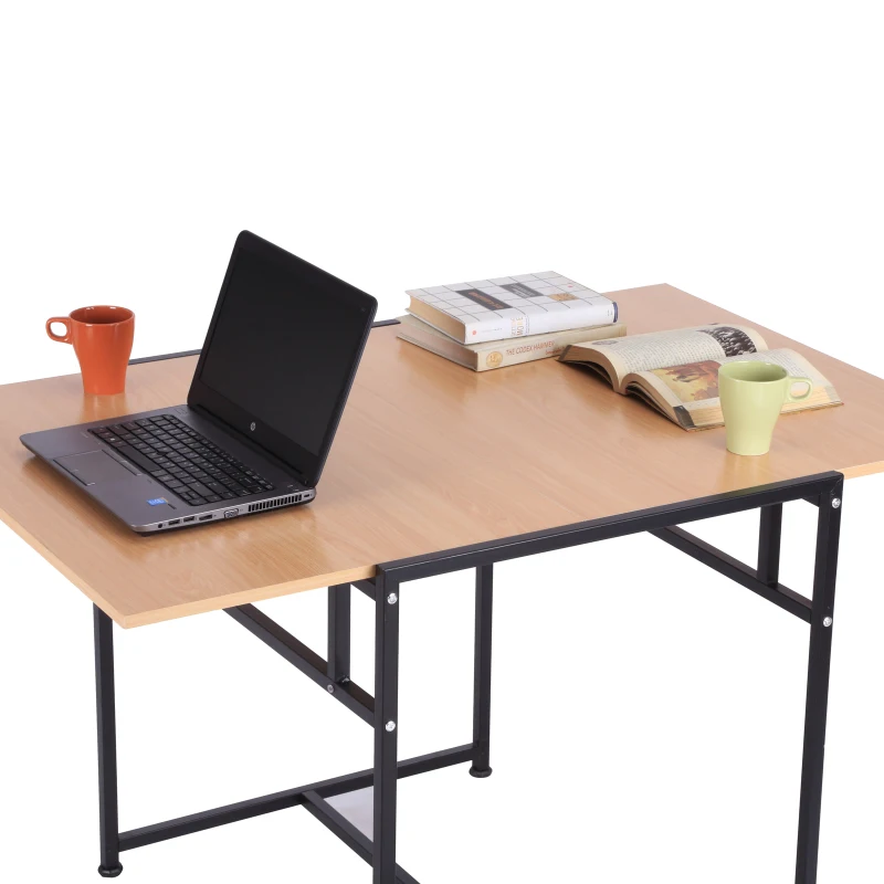 HomCom 47" Versatile Wood Top Drop Leaf Office Computer Desk Folding Side Table - Black