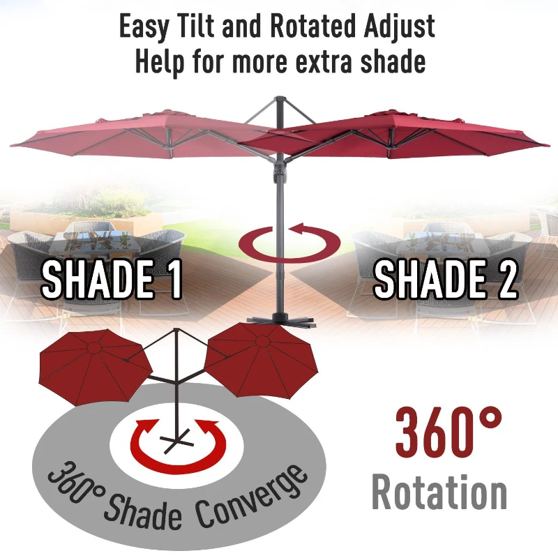 Outsunny 10' Offset Rotating Outdoor Patio Garden Umbrella with Tilt and Crank