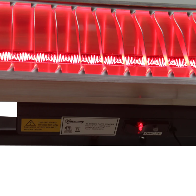 Outsunny 1500 Watt Indoor Outdoor Remote Control Wall Mount Electric Patio Heater - Silver