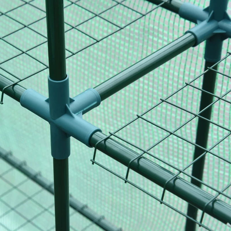 Outsunny 8' x 6' x 7' Portable Water Resistant Temperature Controlled Outdoor Walk-In Greenhouse with 18 Shelves and Roll-Up Ventilationdoor