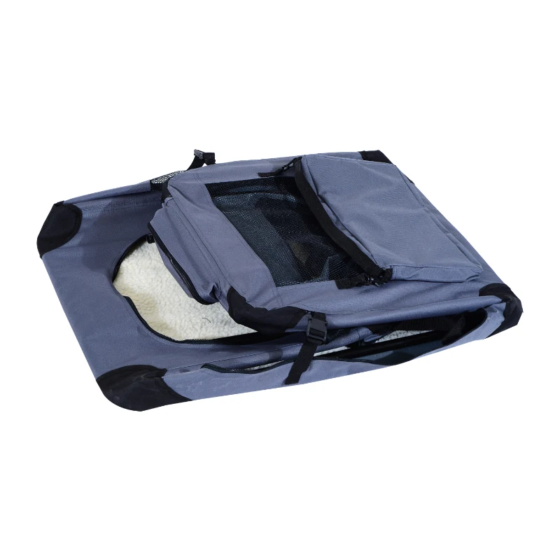 Pawhut 32" Soft Sided Folding Crate Pet Carrier - Gray