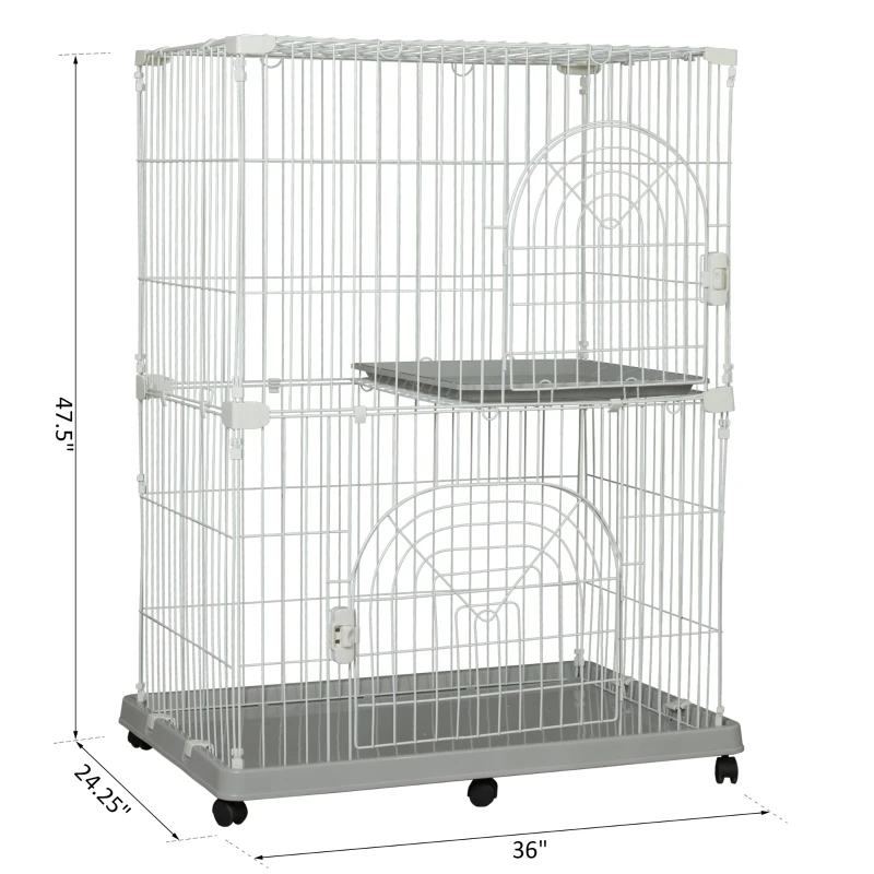 PawHut 48" Steel Wire Vertical Cat Pet Cage - White