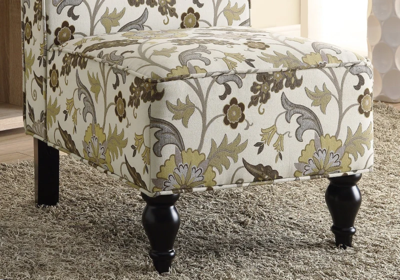 Monarch Transitional Padded Upholstered Fabric Armless Accent Chair - Floral Print