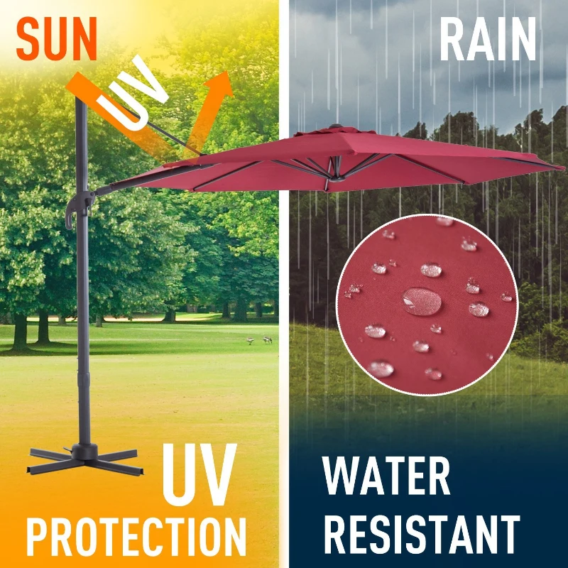 Outsunny 10' Offset Rotating Outdoor Patio Garden Umbrella with Tilt and Crank