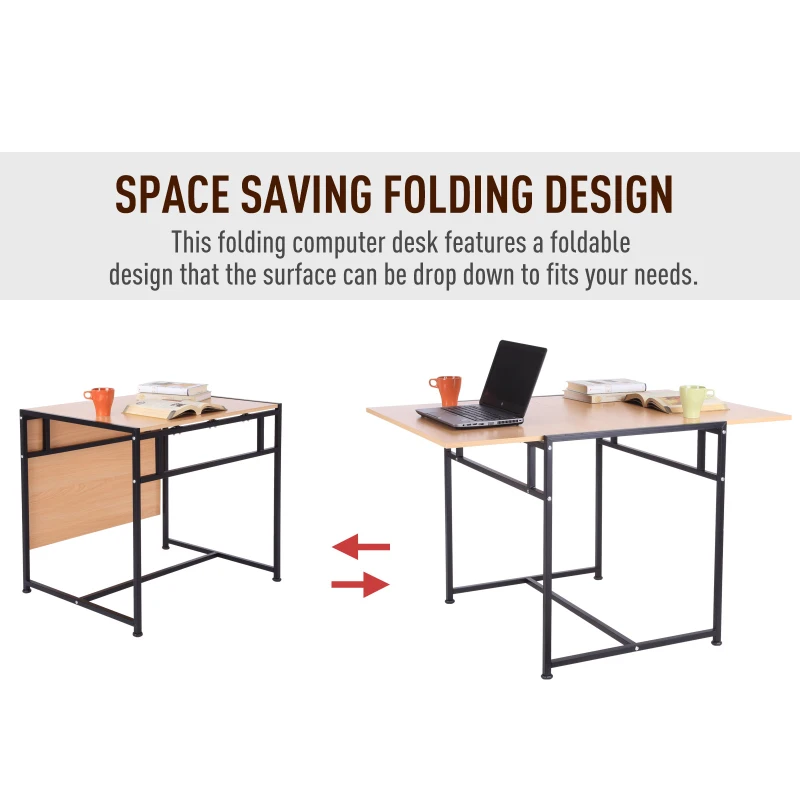 HomCom 47" Versatile Wood Top Drop Leaf Office Computer Desk Folding Side Table - Black