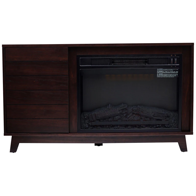 HOMCOM Electric Fireplace TV Stand for TV Up to 50" Wooden Media TV Stand Fireplace