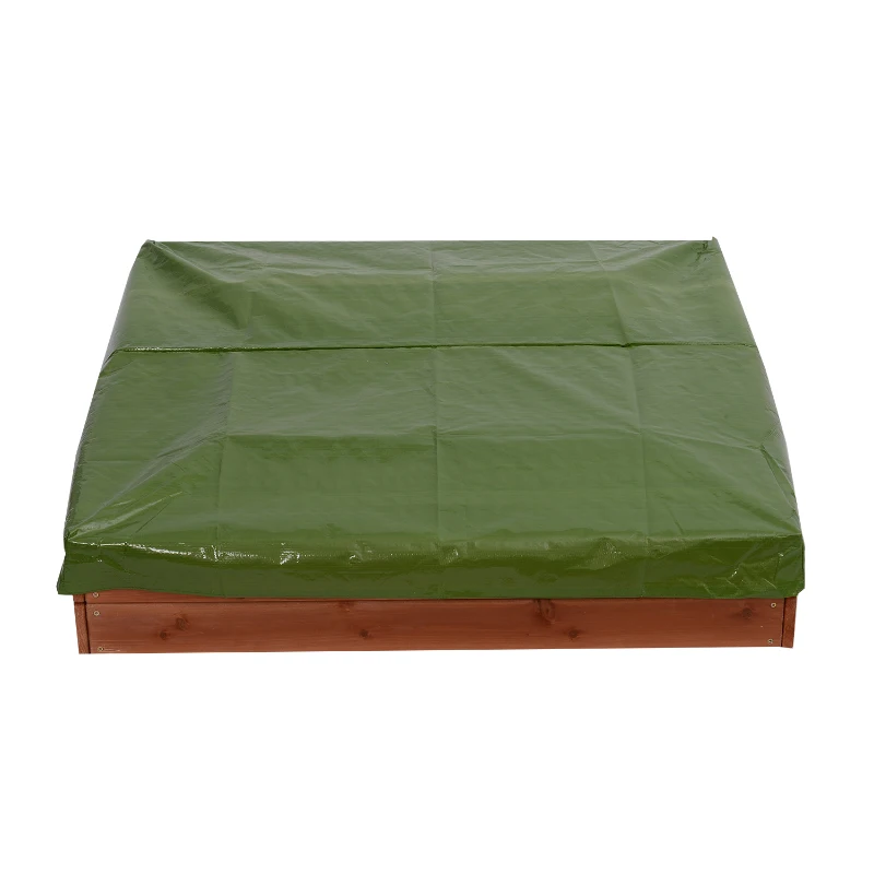 Qaba Wooden Covered Convertible Sandbox with Bench
