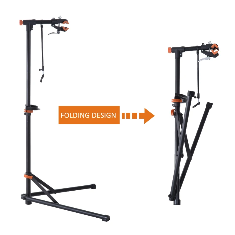 Aosom 61” Adjustable Portable Folding Bike Sport Tuning/ Repair Work Stand Rack- Black