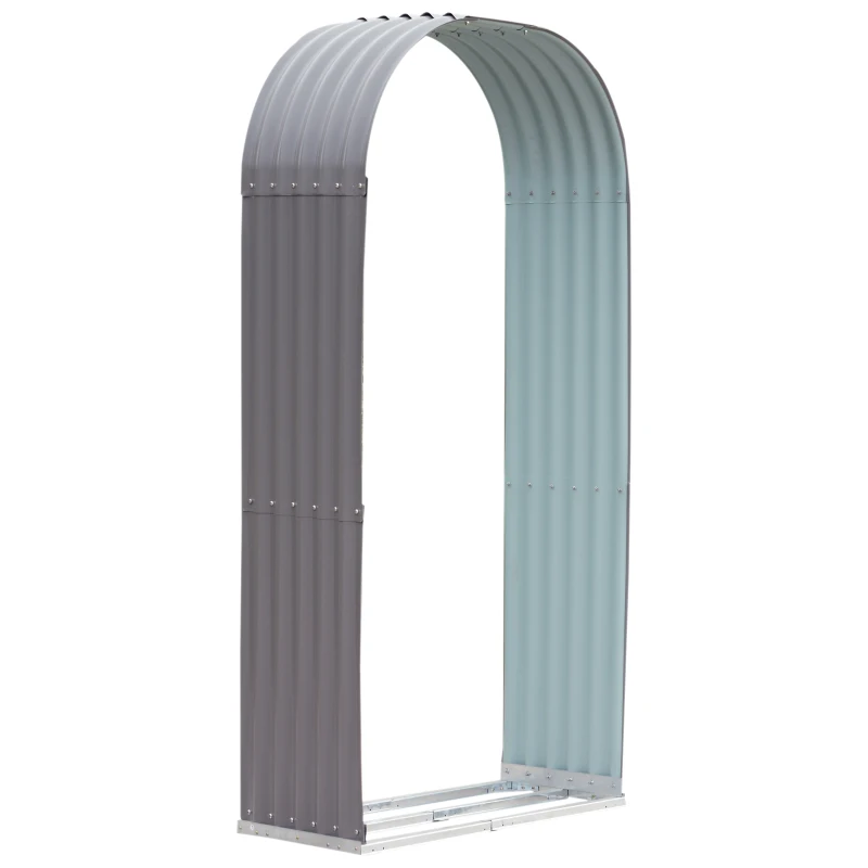 Outsunny 79" Steel Sturdy Firewood Covered Shed Storage Rack - Gray