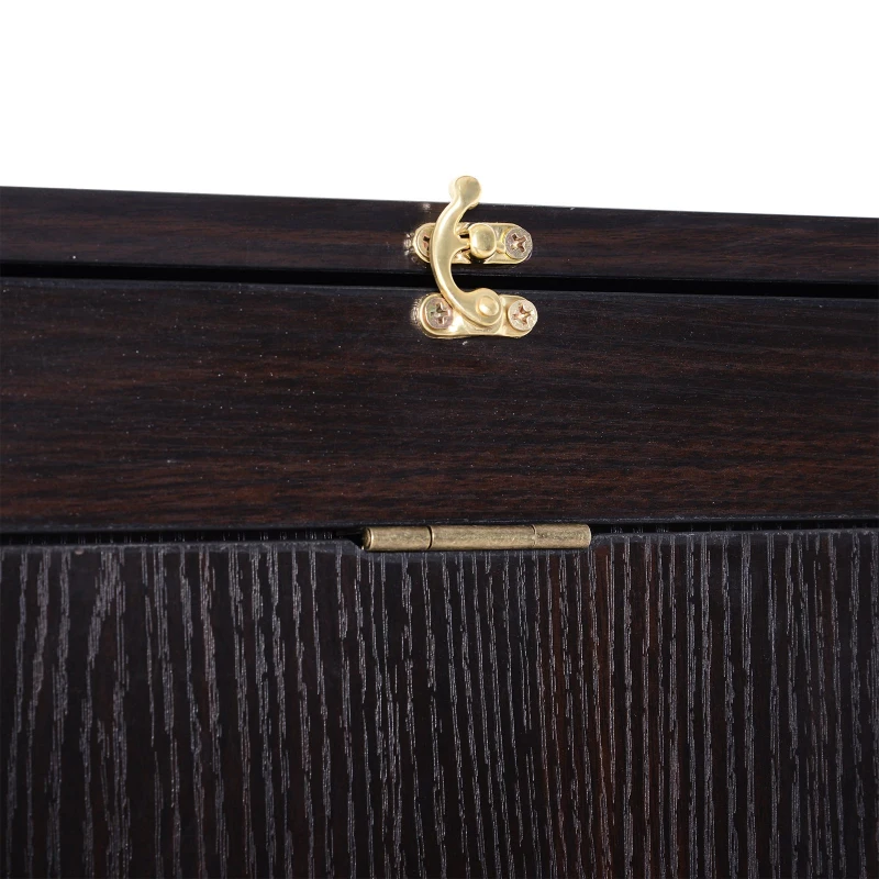 HomCom Wooden Contemporary Corner Writing Table Fold Out Convertible Wall Mount Desk - Espresso Brown