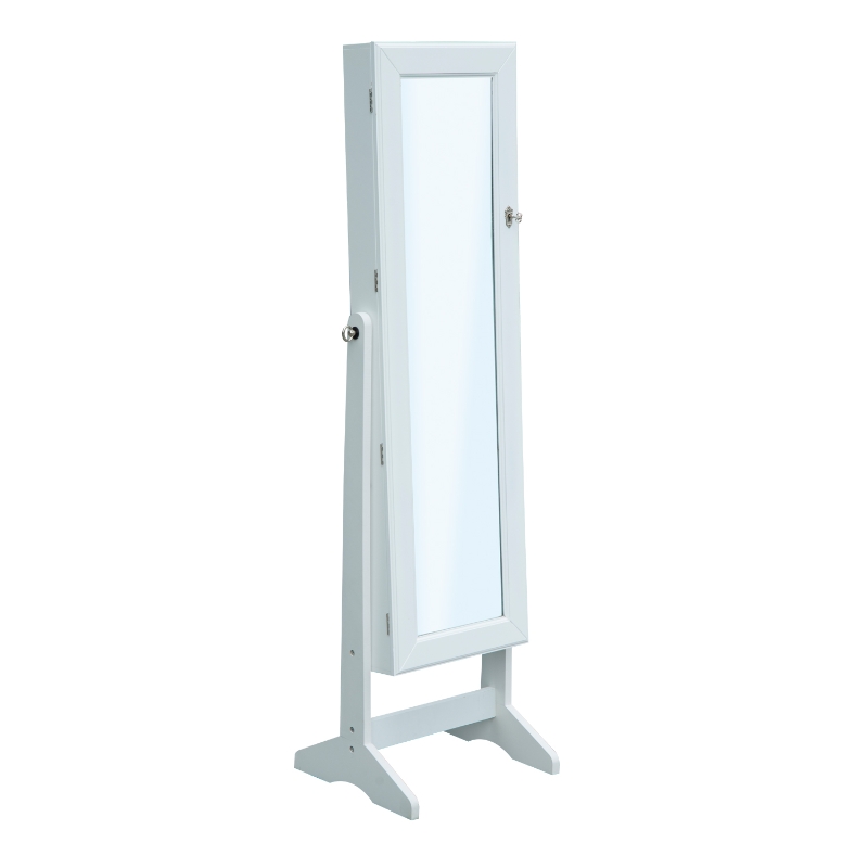 HomCom Mirrored Jewelry Stand with Feet - White