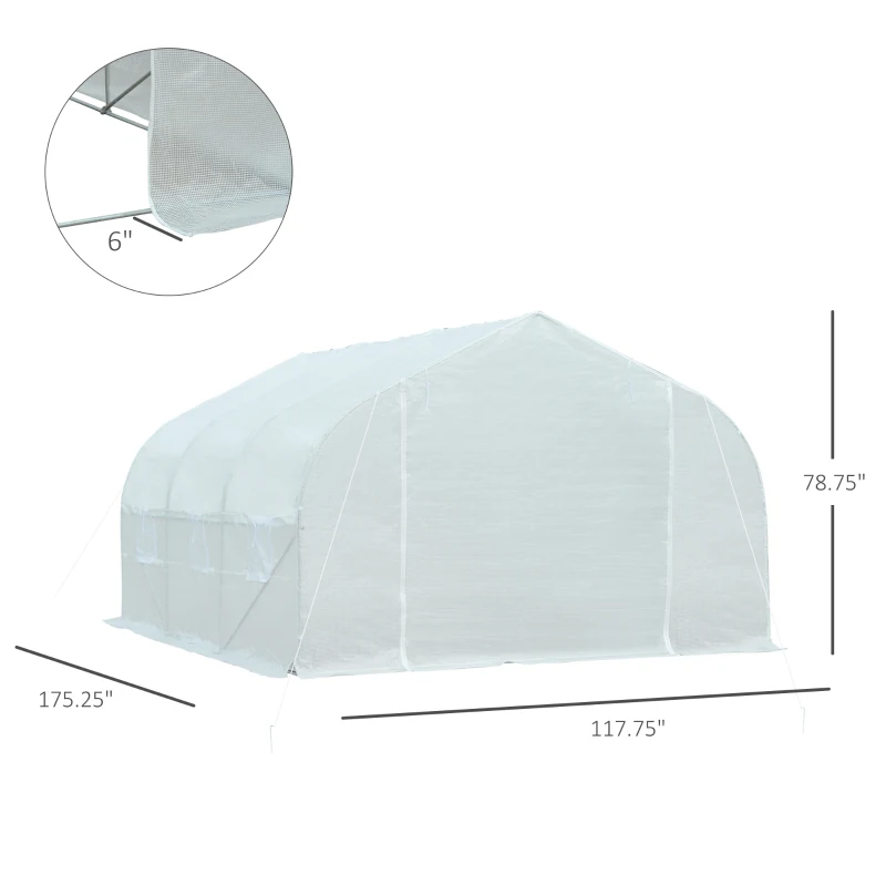 Outsunny 11' x 10' x 7' Outdoor Portable Walk-In Tunnel Greenhouse with Windows - White