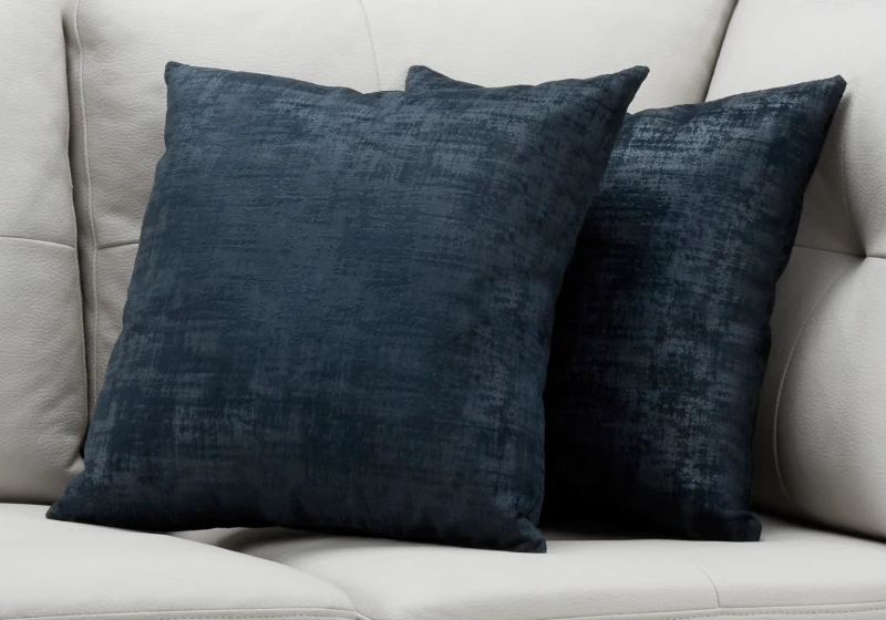 Monarch 18" x 18" Brushed Velvet Decorative Throw Pillow (Set of 2) - Dark Blue