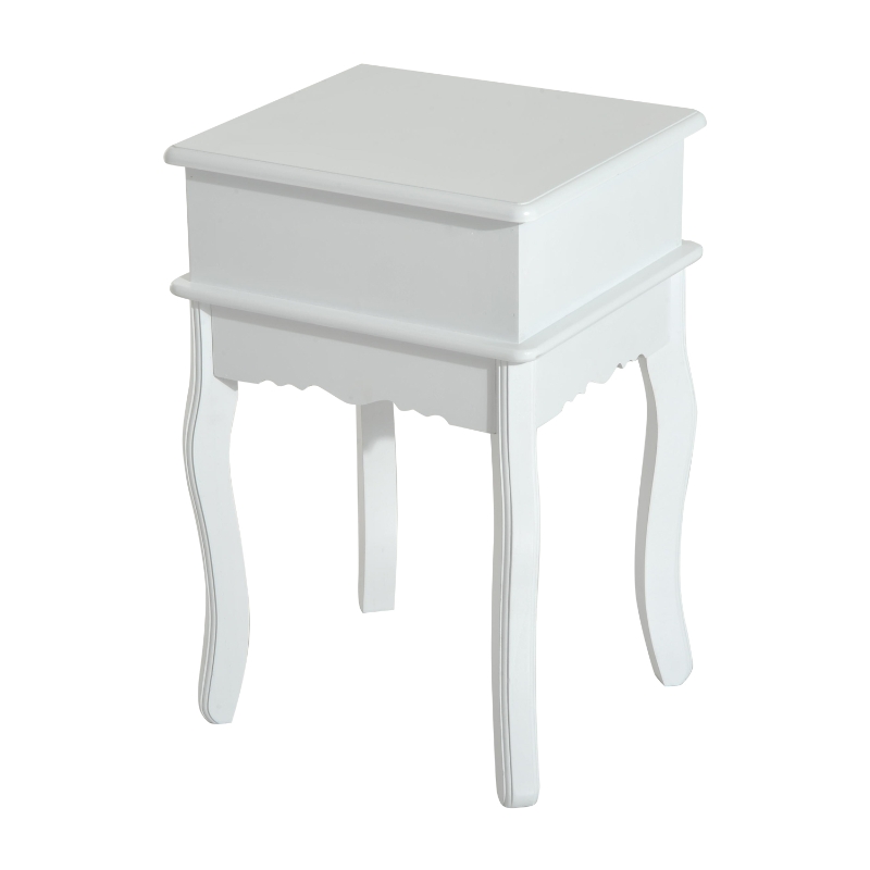 HomCom 24" Wood Living Room End Side Table with Storage Drawer - White