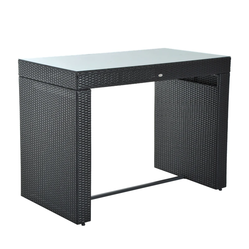 Outsunny 7 Piece Outdoor Patio Rattan Wicker Bar Stool Dining Table Set