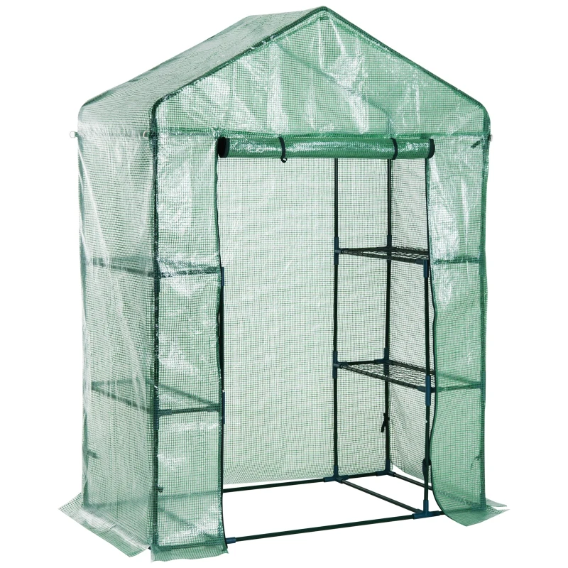 Outsunny 4.5’ x 2.5’ x 6.5’ 2 Tier 4 Shelf Outdoor Portable Walk-In Greenhouse