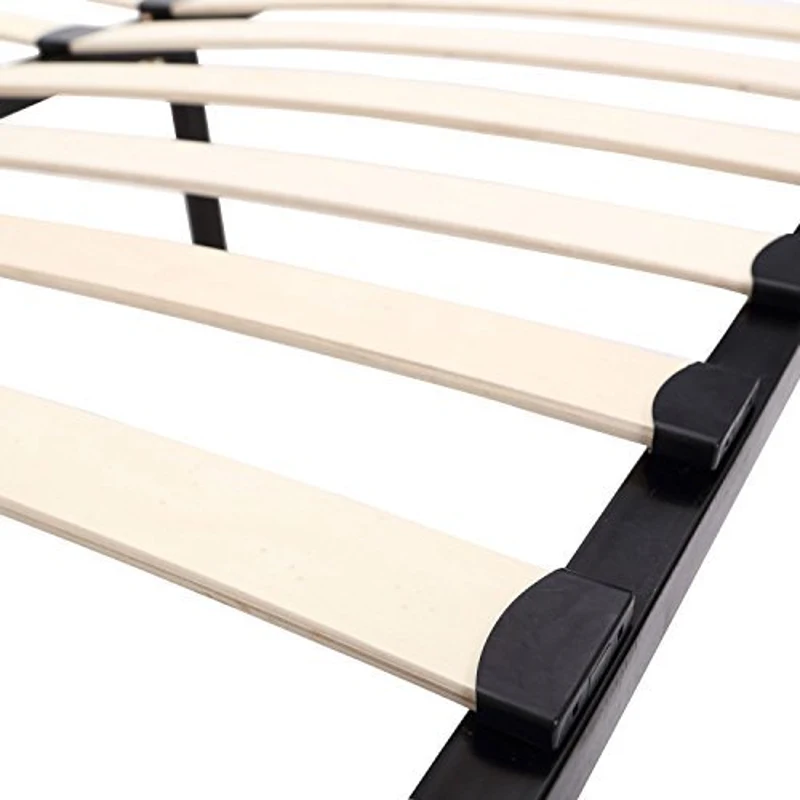 HomCom Full Size Torsion Arched Wood Slat Steel Platform Bed Mattress Frame - Black