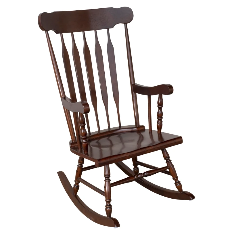 HomCom Wooden Baby Nursery Rocking Chair - Dark Brown