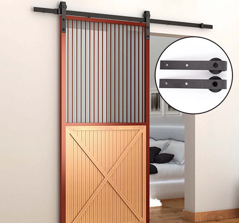 HomCom 6' DIY Interior Single Sliding Barn Door Kit Hardware Set - Black Steel