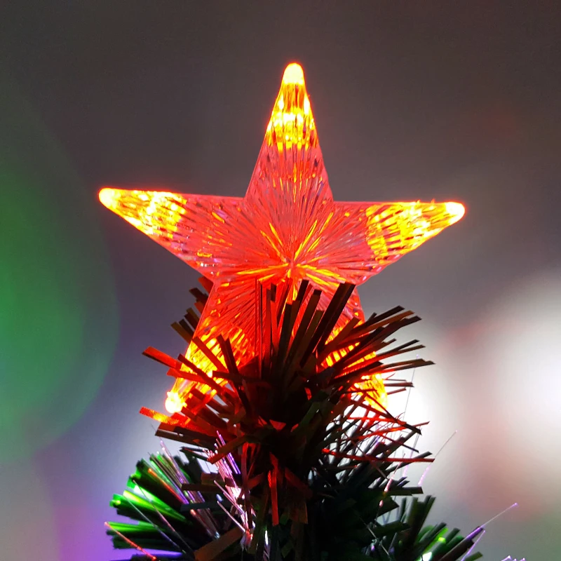 HomCom 4' Artificial Pre-Lit Fiber Optic LED Light-Up Christmas Tree with 8 Light Settings and Stand - Green