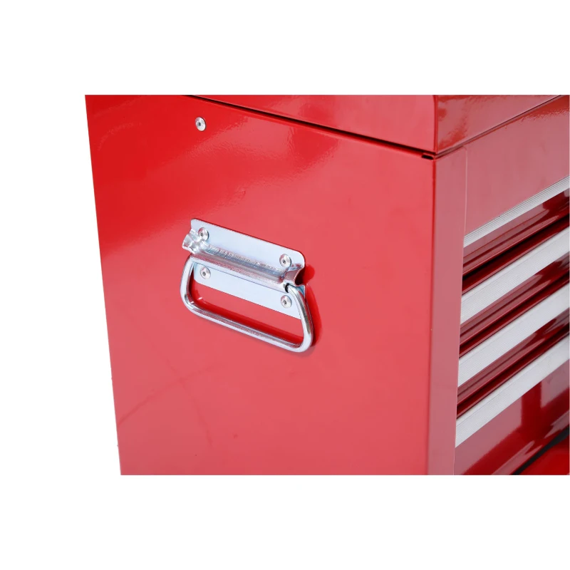 HomCom 2 Piece Rolling Tool Cabinet Combo Set with 8 Drawers and Removable Tool Box - Red