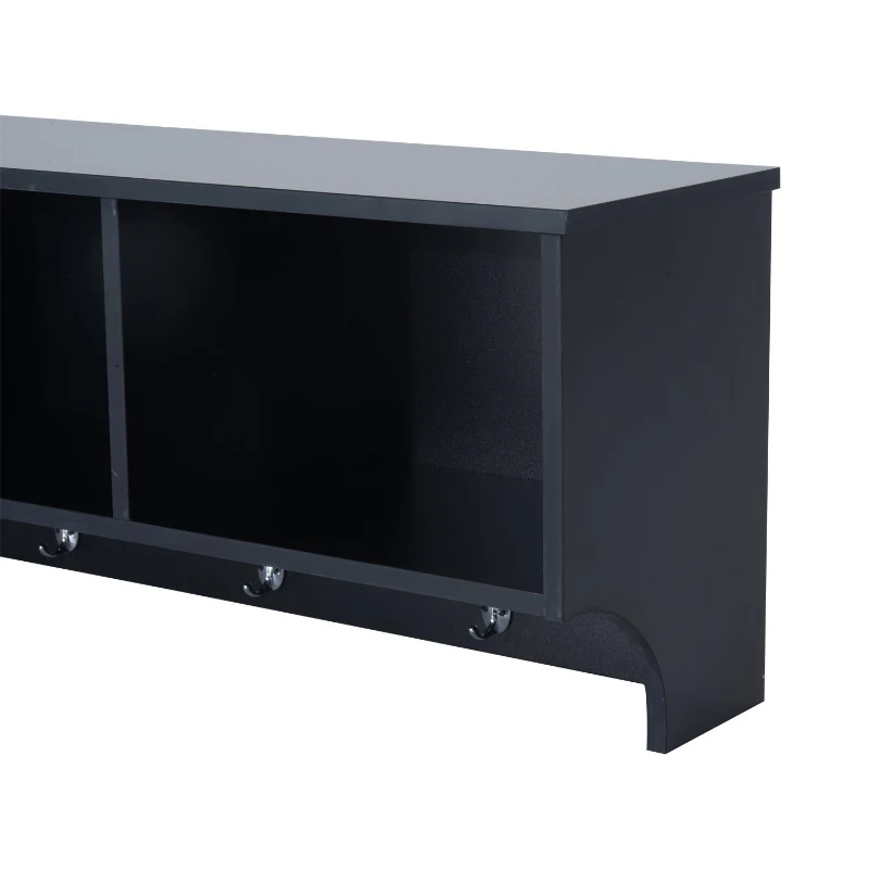 HomCom 48" Modern Floating Combination Storage Shelf Cubby Coat Rack - Dark Brown