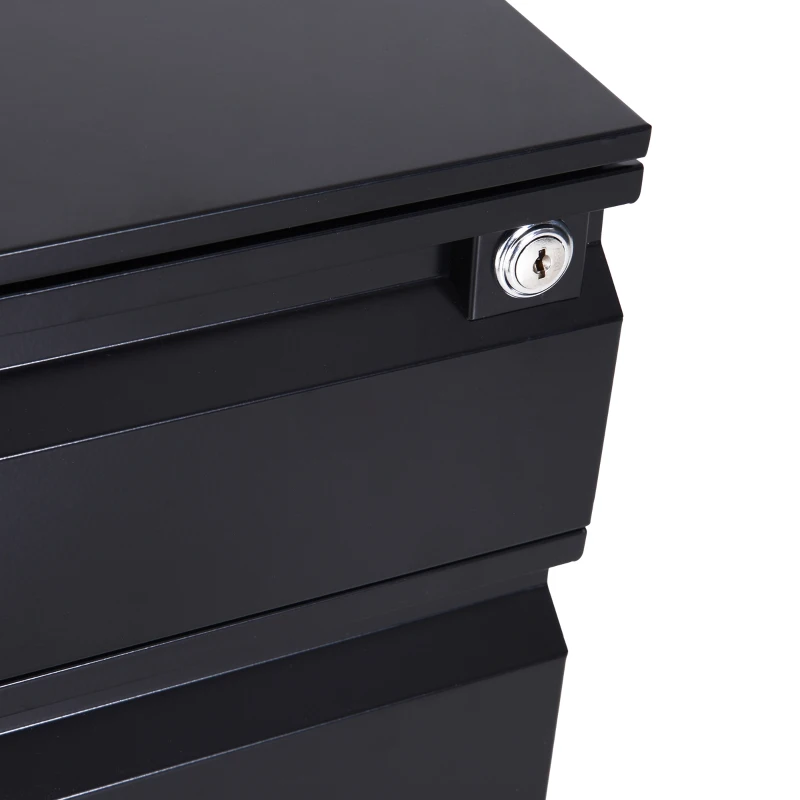 HomCom 24" Steel 3 Drawer Locking File Cabinet on Wheels - Black