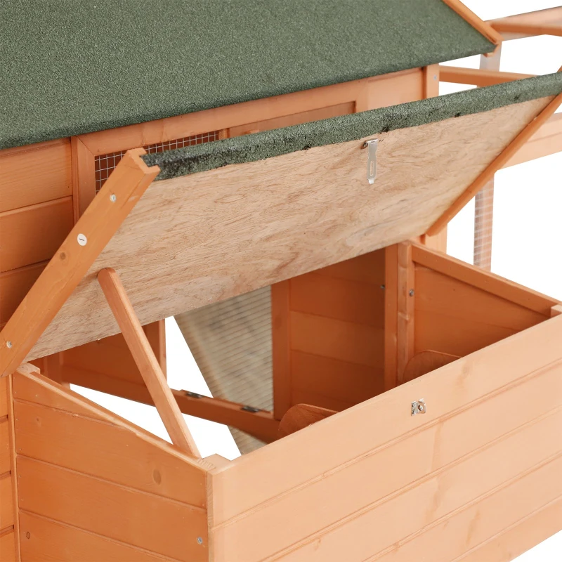 PawHut 136.5" Chicken Coop Wooden Large Chicken House Deluxe Rabbit Hutch Lockable Poultry Hen Cage Backyard with Nesting Box and Run