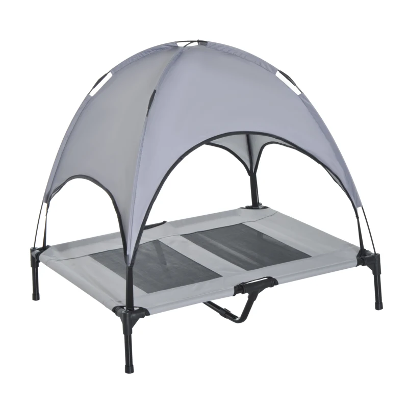 PawHut 36" x 30" Elevated Portable Mesh Dog Cot Outdoor Cooling Pet Cat Bed with UV Protection Canopy Shade