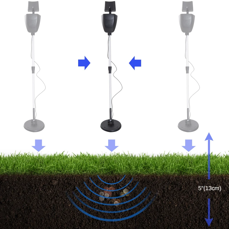 Outsunny Aluminum 2 Modes Metal Detector Lightweight Patio with Water-resistant Coil - Black
