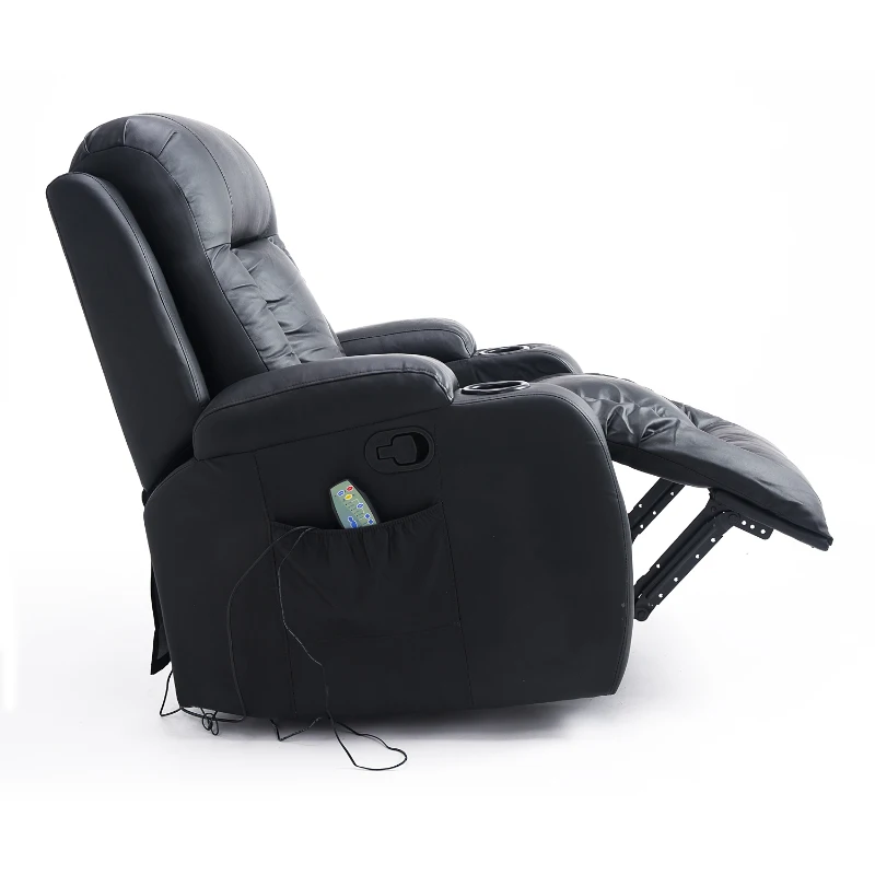 HOMCOM PU Leather Heated Vibrating Massage Recliner Chair with Remote