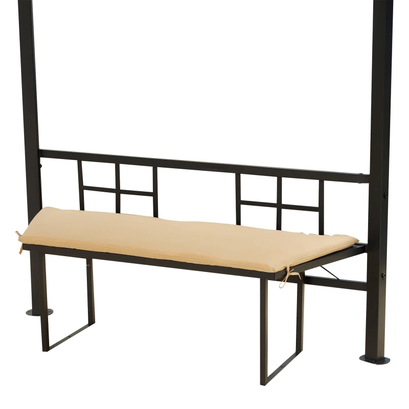 Outsunny 12.5' Outdoor Octagon Patio Gazebo Pavilion Canopy Tent with Benches - Light Brown