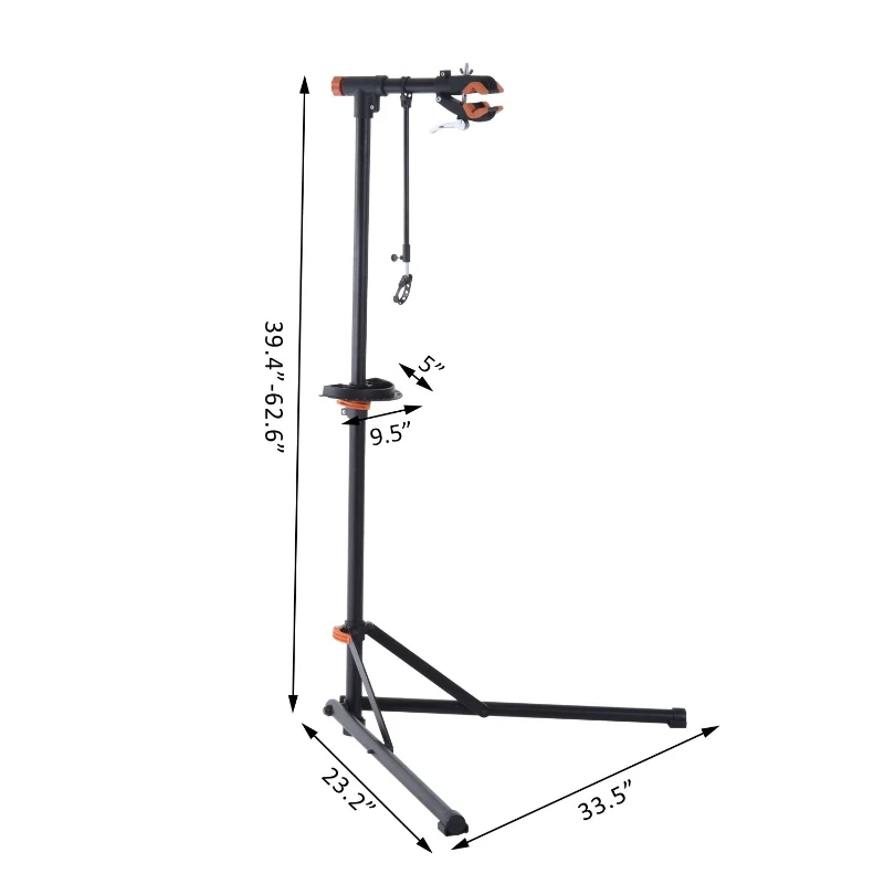 Aosom 61” Adjustable Portable Folding Bike Sport Tuning/ Repair Work Stand Rack- Black