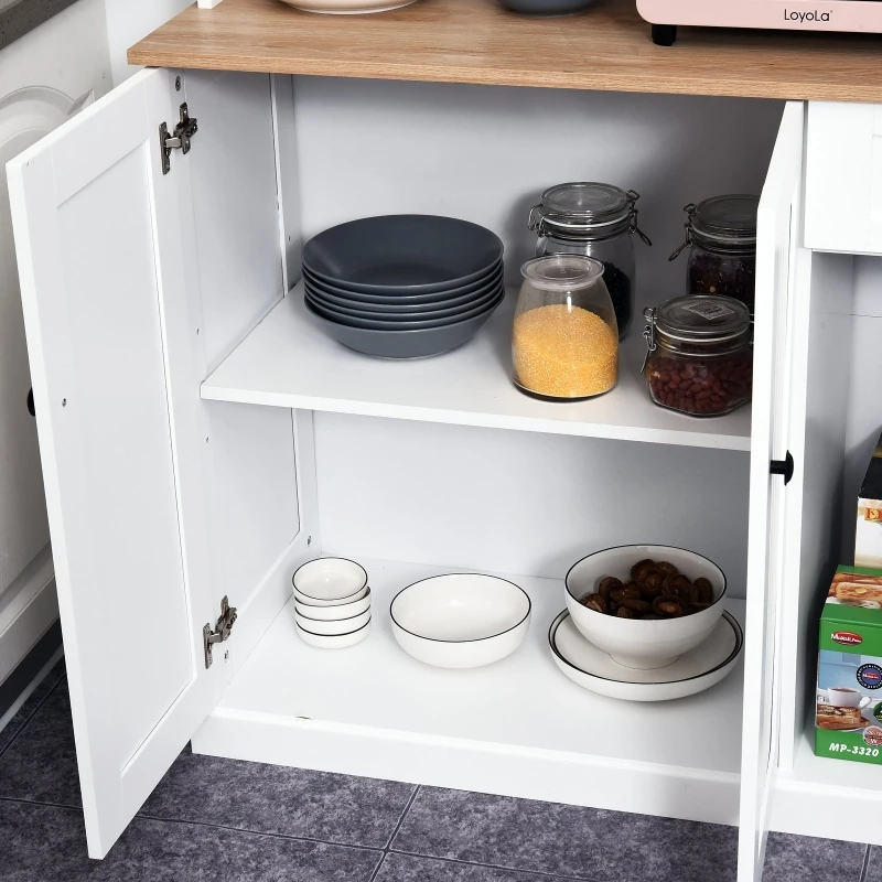 HOMCOM 71" Buffet with Hutch, Modern Kitchen Pantry Storage Cabinet with Microwave Oven Countertop, Drawer, White