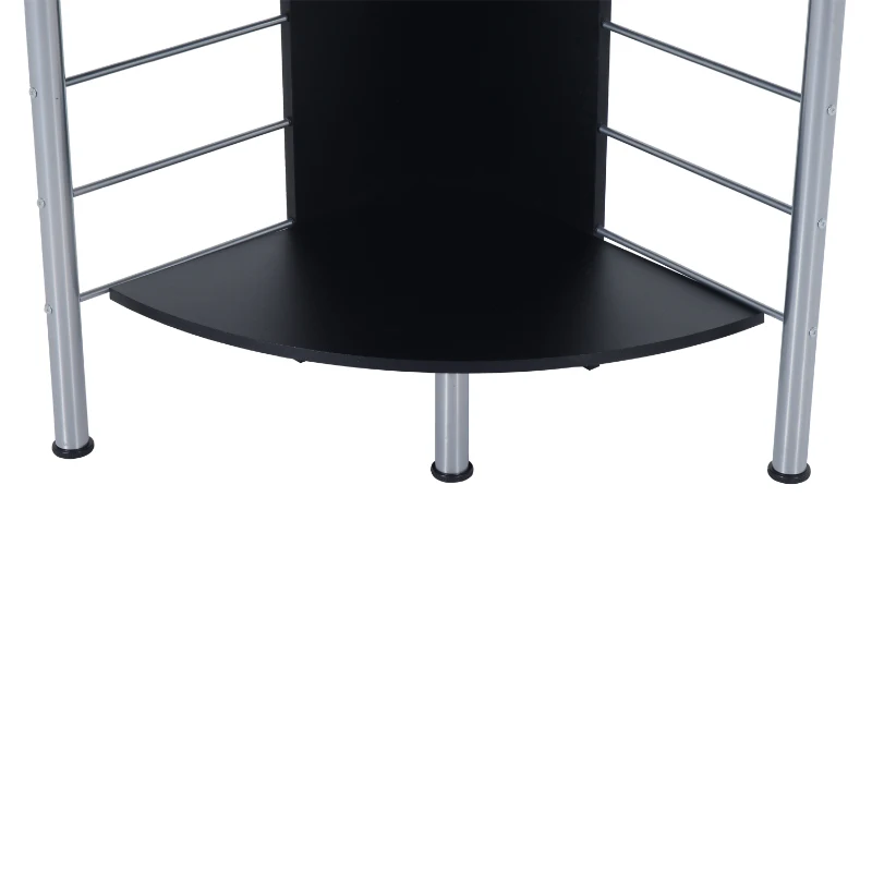 HomCom 45" Arch Tower Compact Modern Corner Computer Workstation Desk With Keyboard Tray And Shelves - Black