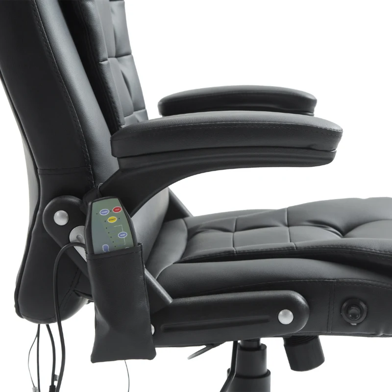 HomCom Home Office Chair PU Leather High-Back Executive Ergonomic Heated Vibrating Massage Chair - Black