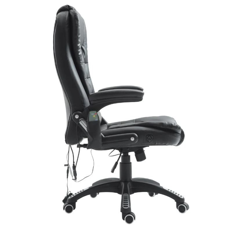 HomCom Home Office Chair PU Leather High-Back Executive Ergonomic Heated Vibrating Massage Chair - Black