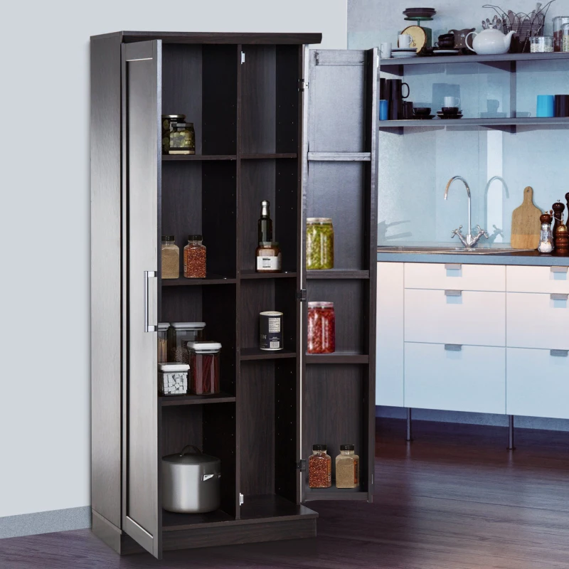 HOMCOM 72" Wood Free Standing Kitchen Pantry Organizer Storage Cabinet - Espresso