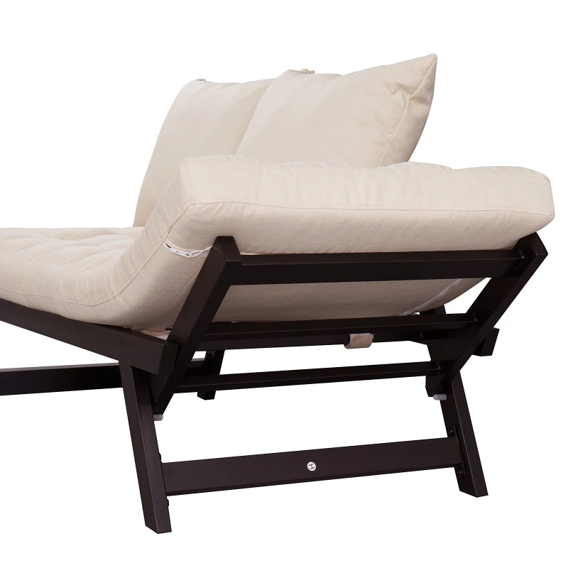 HOMCOM Click Clack Couch  Convertible Futon Sleeper Sofa Bed - Modern - Linen Fabric - 61" L - Beige