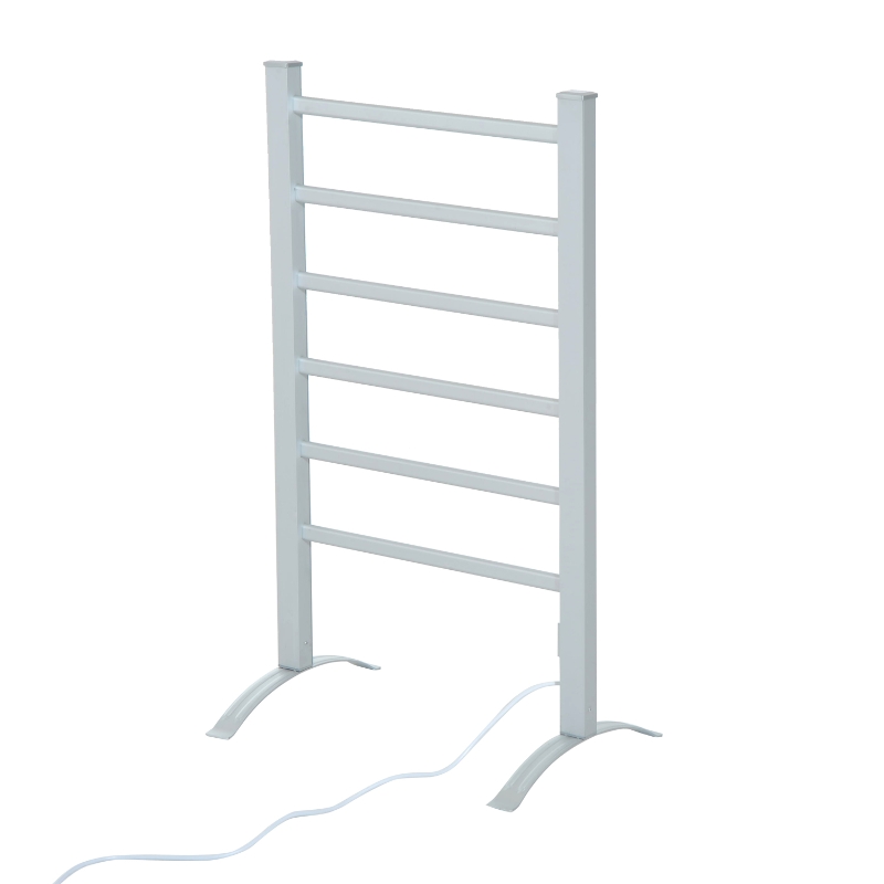 HomCom 6-Bar Bathroom Freestanding Aluminum Electric Heated Towel Warmer Drying Hanger Rack