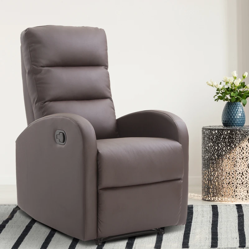 HomCom Modern PU Leather Living Room Manual Recliner Lounger Sofa Chair - Brown