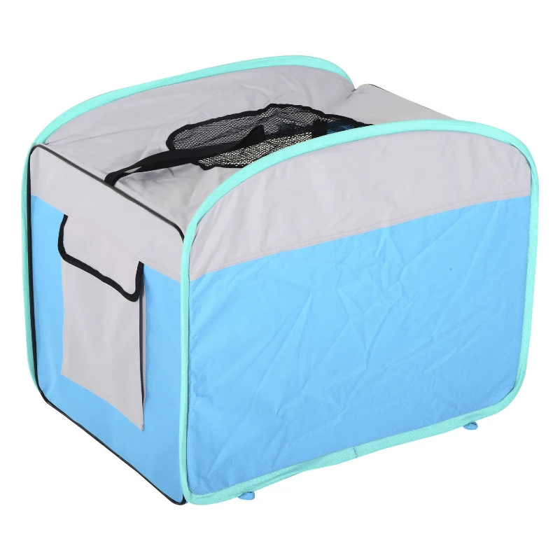 Pawhut 27" Soft Sided Folding Pet Crate Carrier - Light Blue/Gray