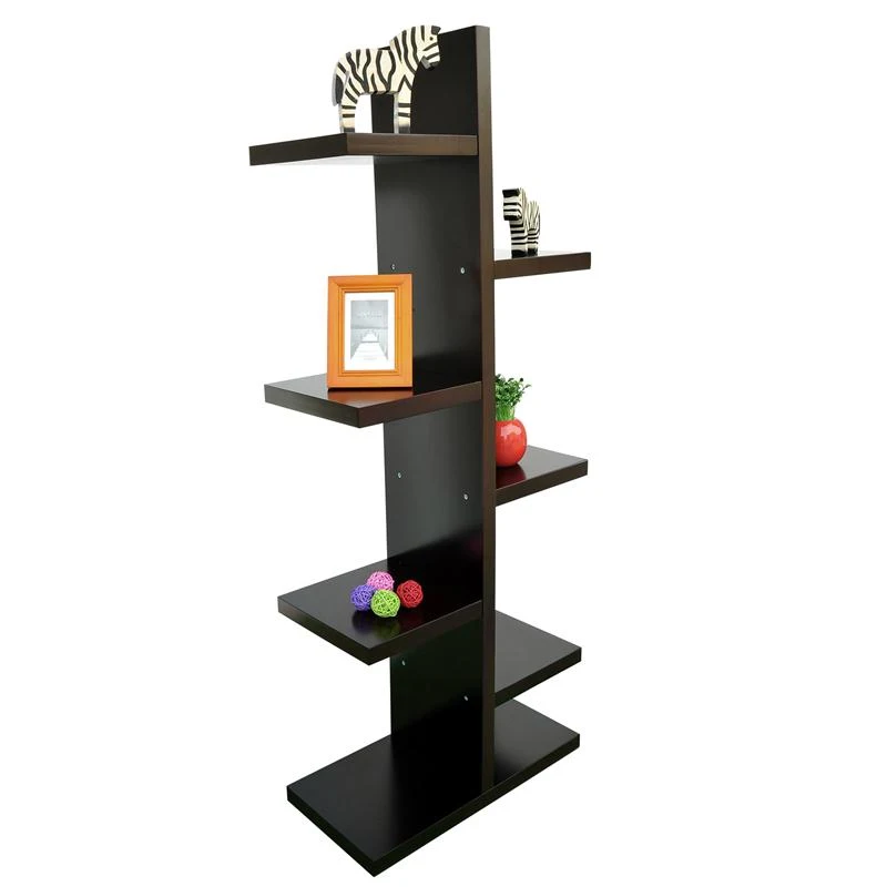 HomCom Modern Free Standing Staggered Shelf Bookcase