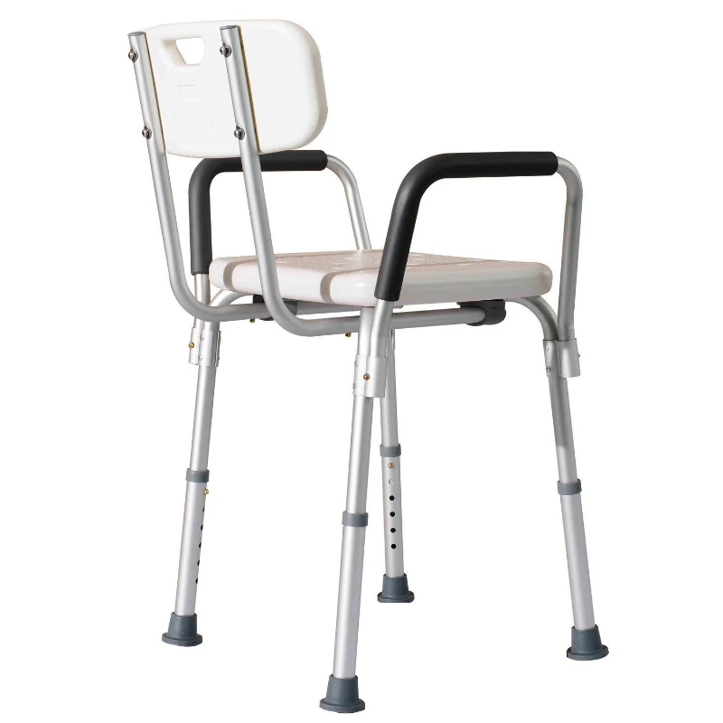 HomCom Sturdy Adjustable Medical Shower Seat Bath Chair Stool with Arms and Backrest for the Injured and Geriatric