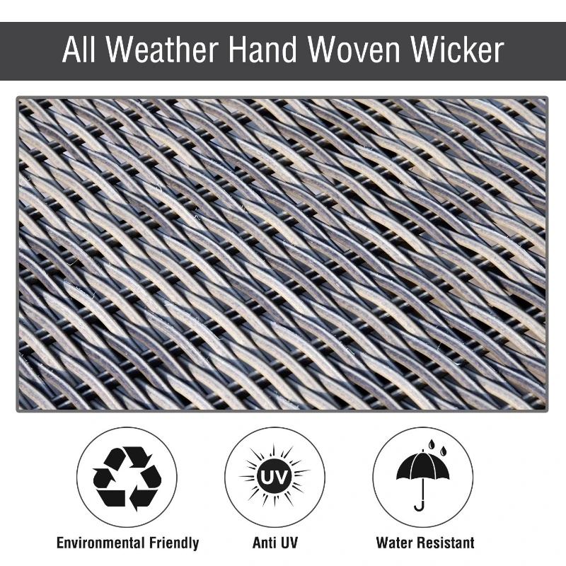 Outsunny 5 Piece Outdoor Patio Rattan Wicker Loveseat Conversation Set