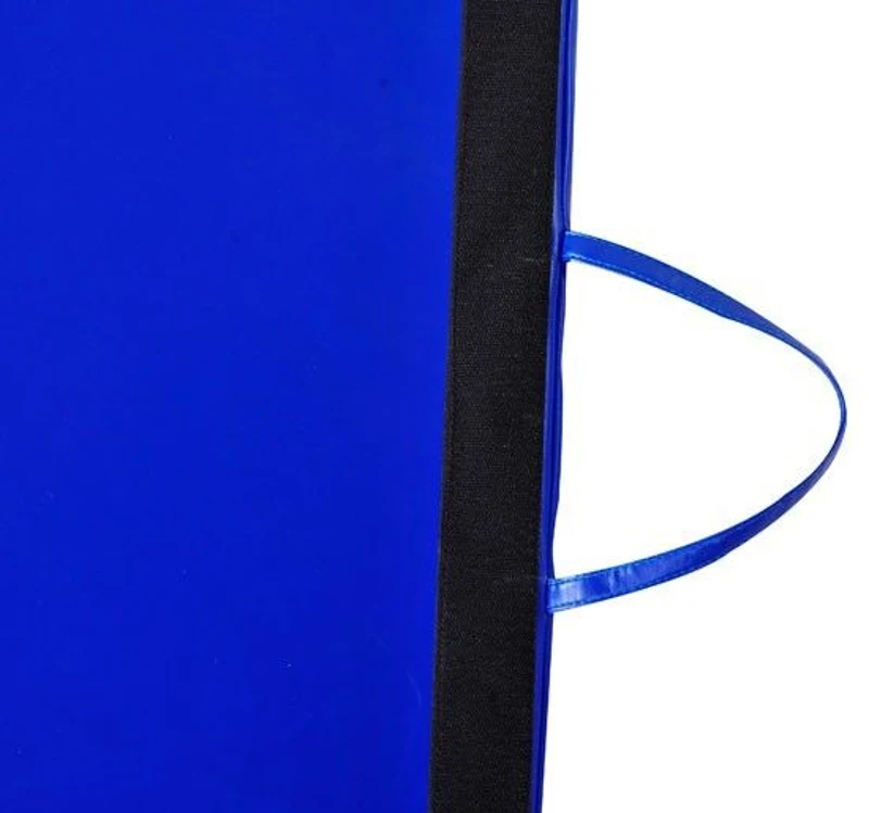 Soozier 10' L x 4' W x 2" H PU Leather Folding Gymnastics / Martial Arts Tumbling Mat - Blue