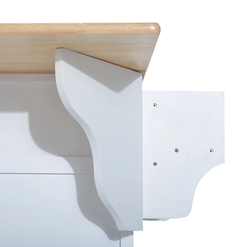 HomCom Kitchen Rolling Island Cart with Drawers Wood Top Drop-Leaf Table Cart on Wheels - White