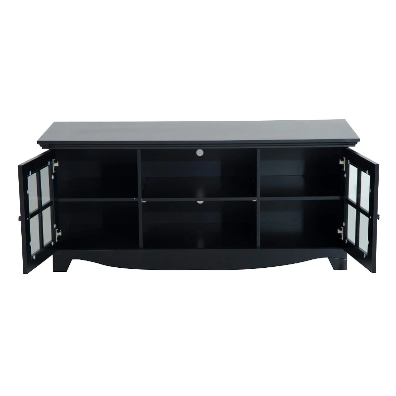HomCom 56” Modern Country Media Storage Entertainment Center TV Stand- Matte Black